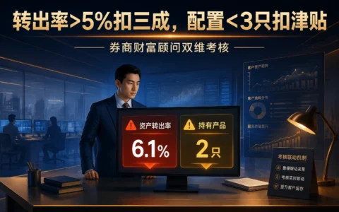 2026年券商财富顾问双维考核：资产转出率>5%扣绩效，配置<3只扣津贴的设计逻辑与落地框架