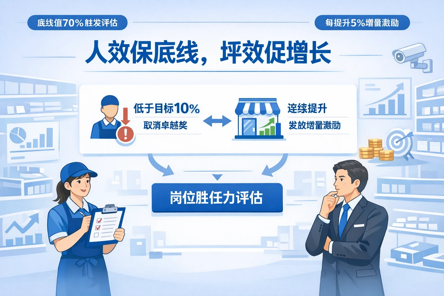 连锁零售区域经理人效坪效双考模板：低于目标10%扣奖与增量激励（2026年版）