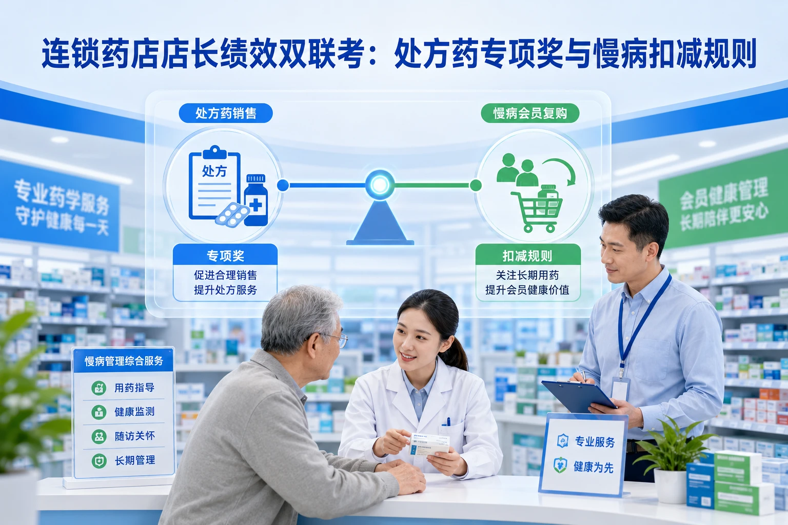 连锁药店店长绩效双联考:处方药占比专项奖与慢病服务扣减规则