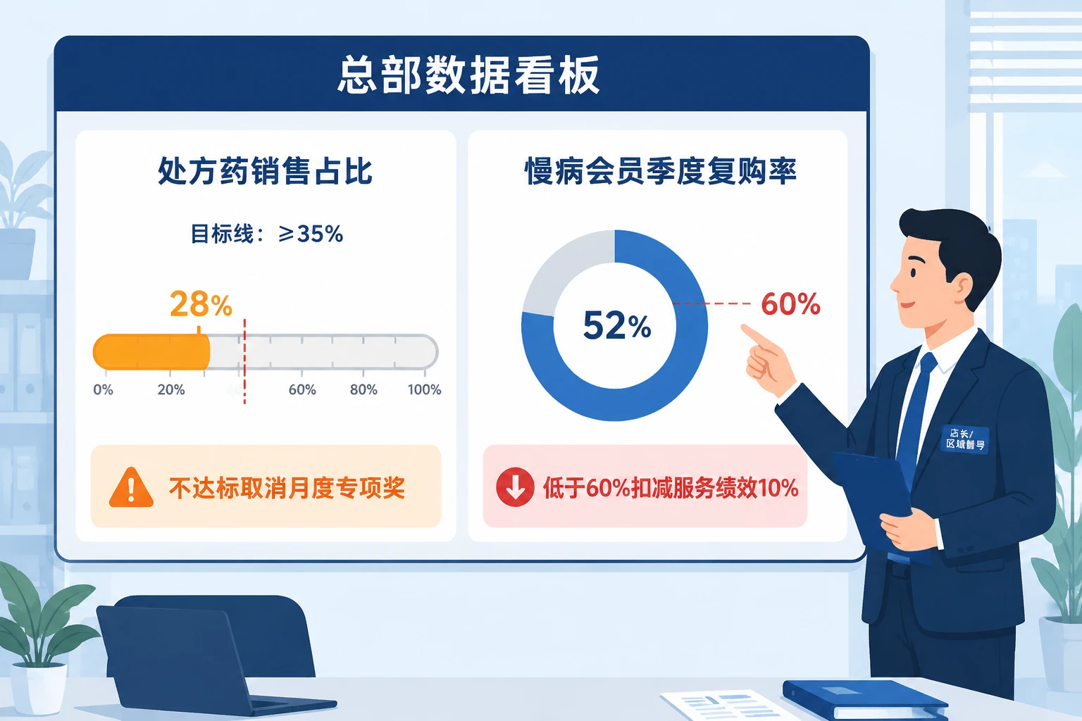 连锁药店店长绩效双联考:处方药占比专项奖与慢病服务扣减规则