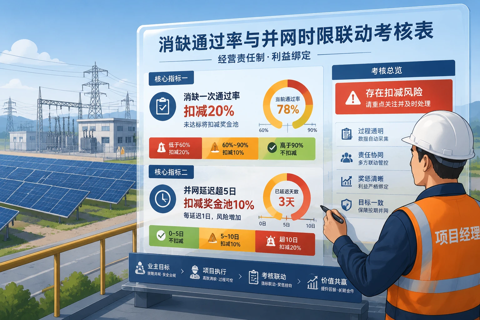 光伏EPC项目经理经营责任制联考表：消缺通过率与并网时限扣减规则（2026年版）