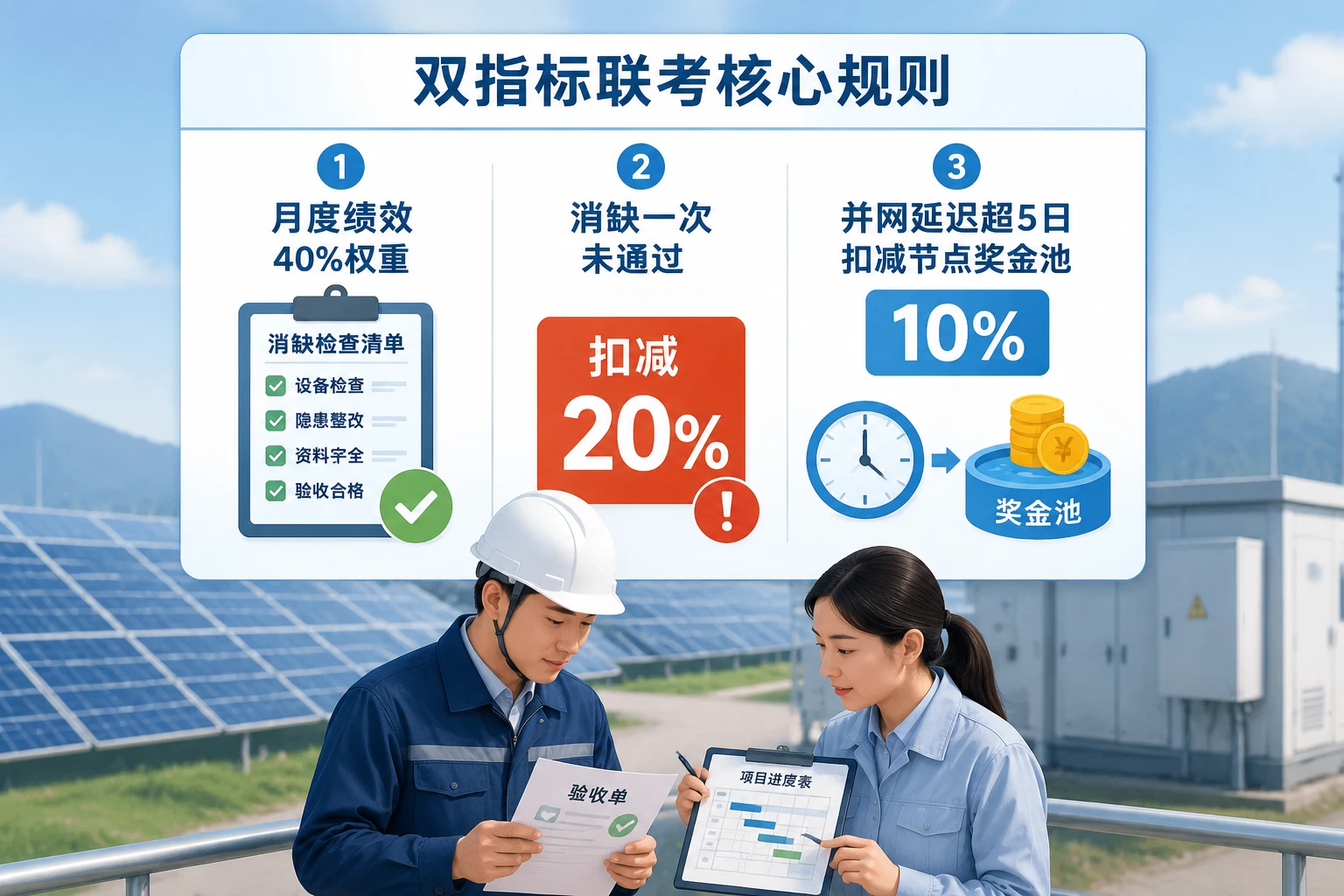 光伏EPC项目经理经营责任制联考表：消缺通过率与并网时限扣减规则（2026年版）