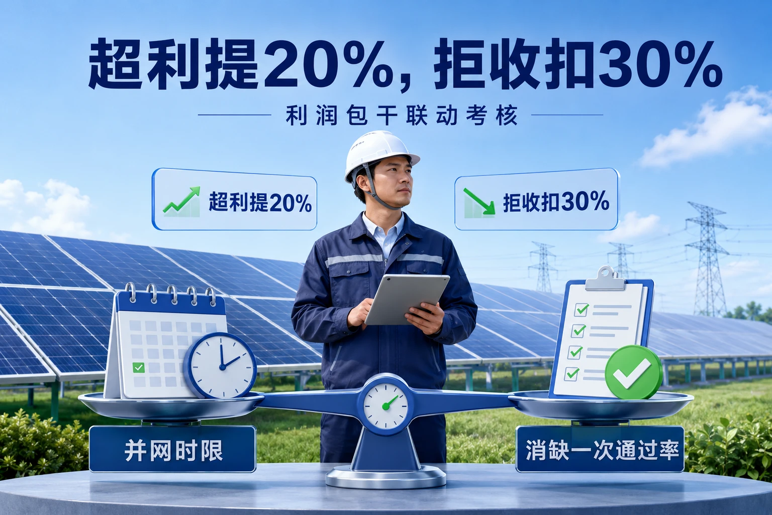 2026年光伏EPC项目经理利润包干考核表：超利提20%，拒收扣30%