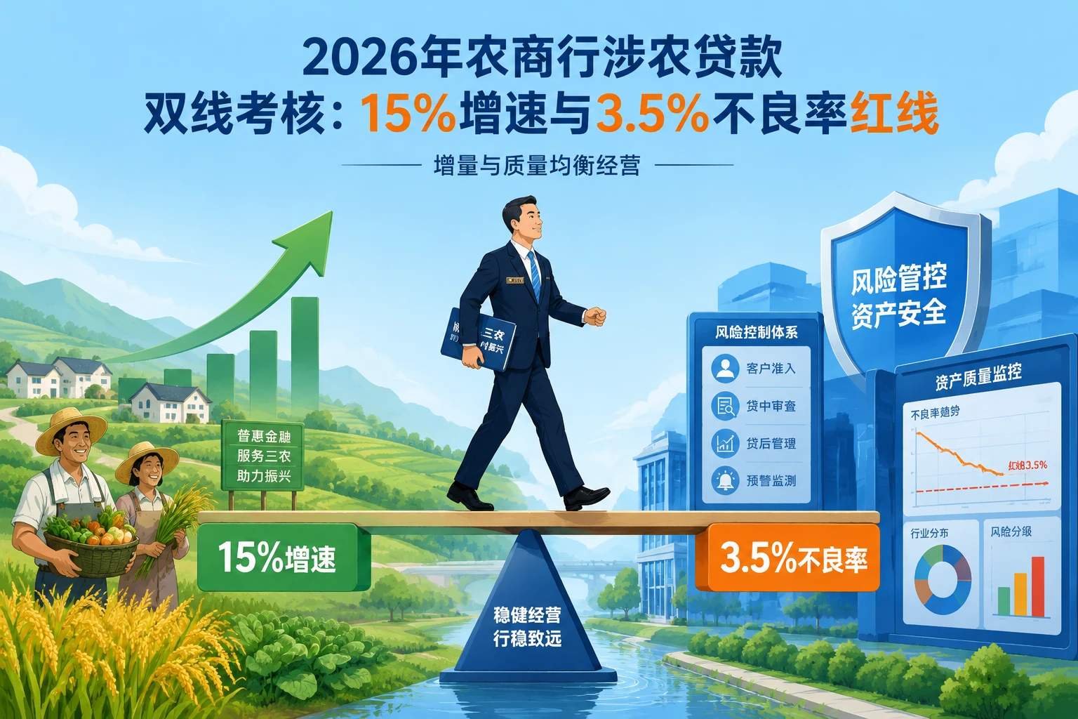 2026年农商行涉农贷款双线考核：15%增速与3.5%不良率红线