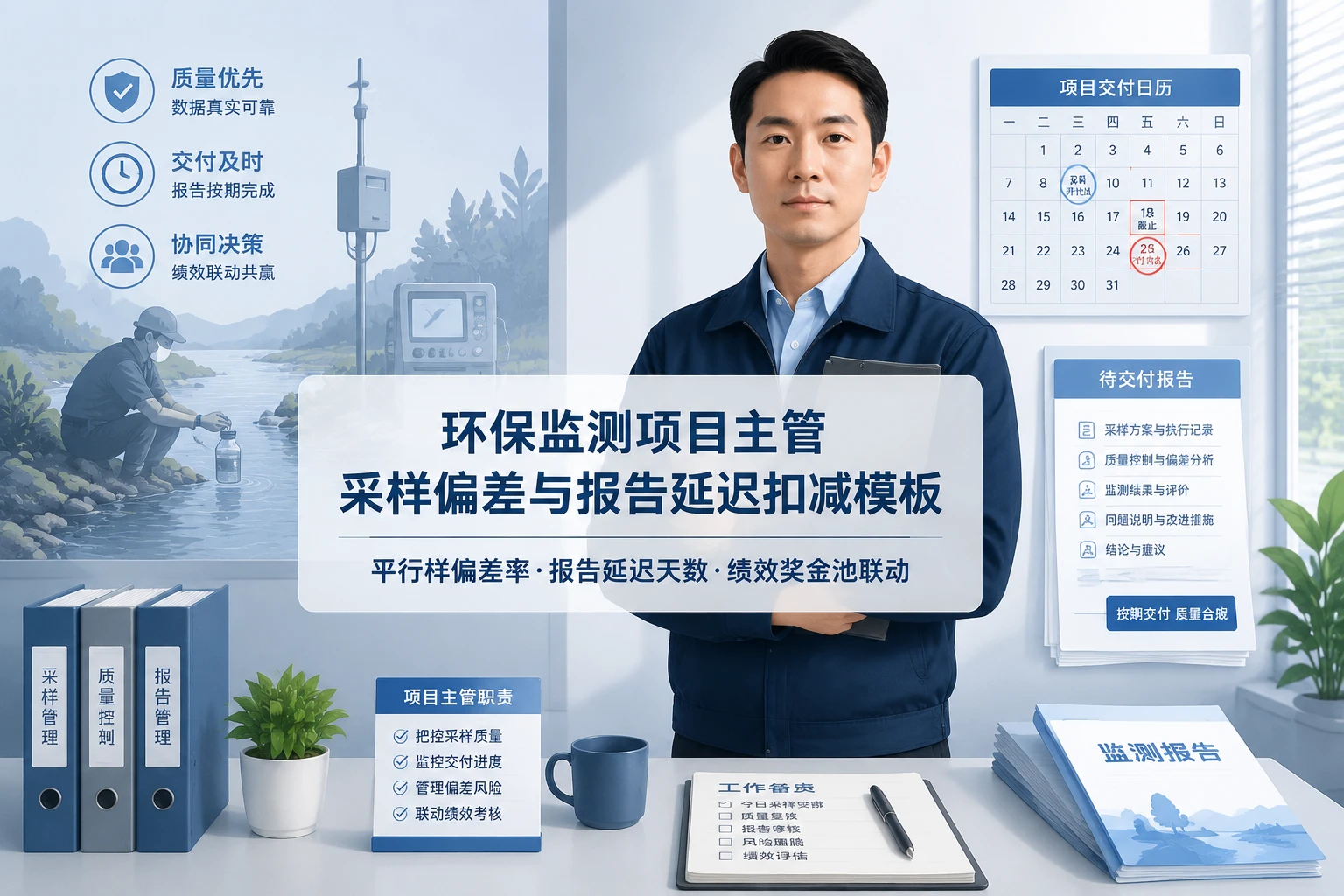 环保监测项目主管采样偏差与报告延迟扣减模板