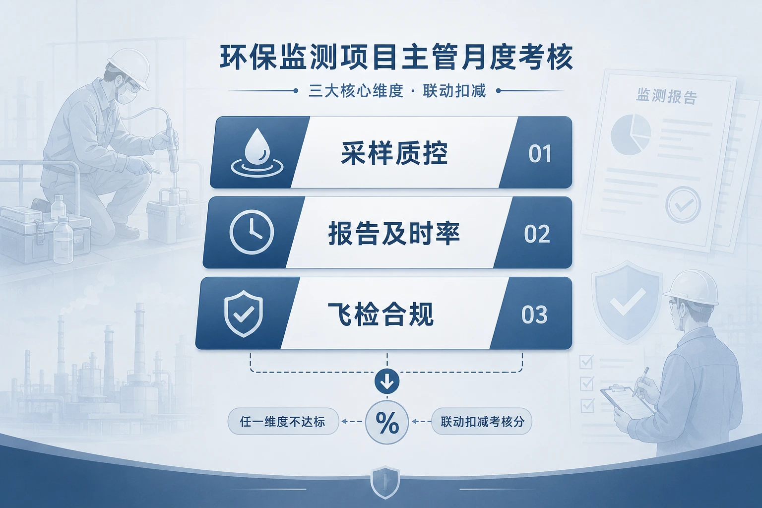 环保监测项目主管采样偏差与报告延迟扣减模板