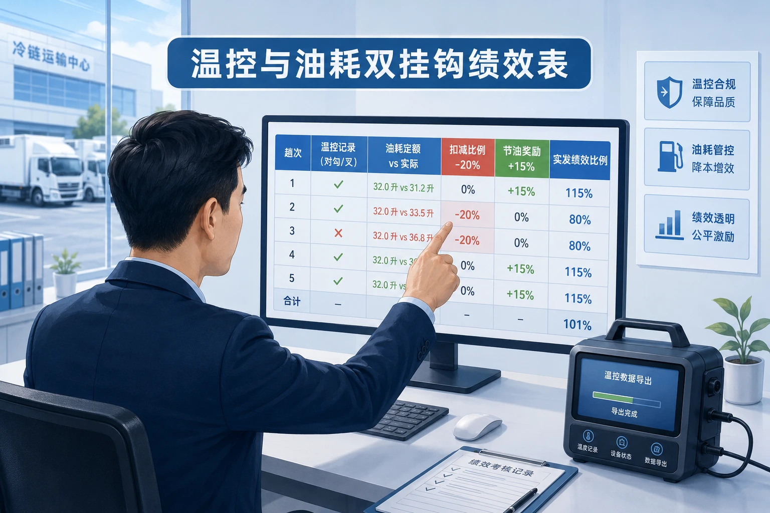 2026年冷链配送司机温控节油双挂模板：断链扣减20%与节油奖励15%