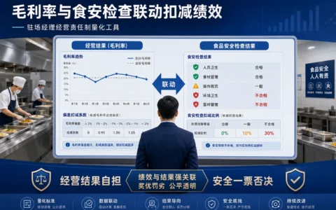 2026年团餐驻场经理绩效联动扣减模板：毛利率与食安检查双区计算表