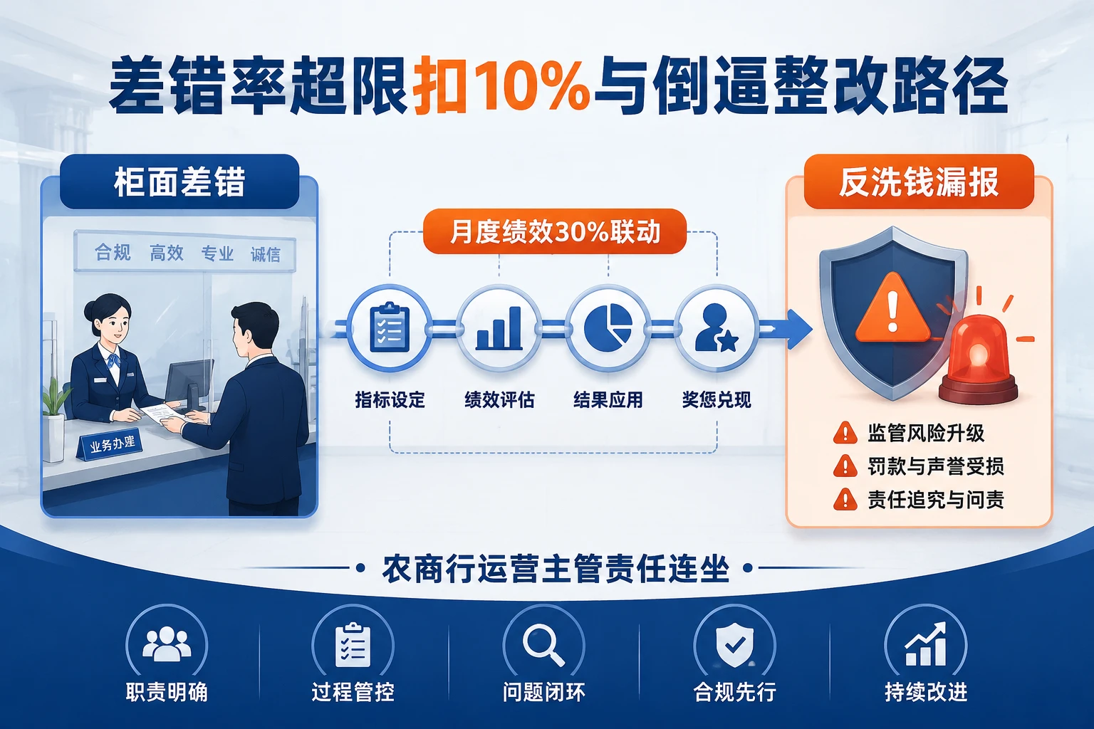 农商行运营主管责任连坐：差错率超限扣10%与倒逼整改路径（2026年版）