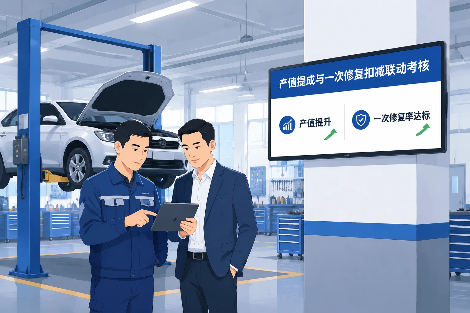 4S店机电班组产值提成与一次修复扣减考核模板
