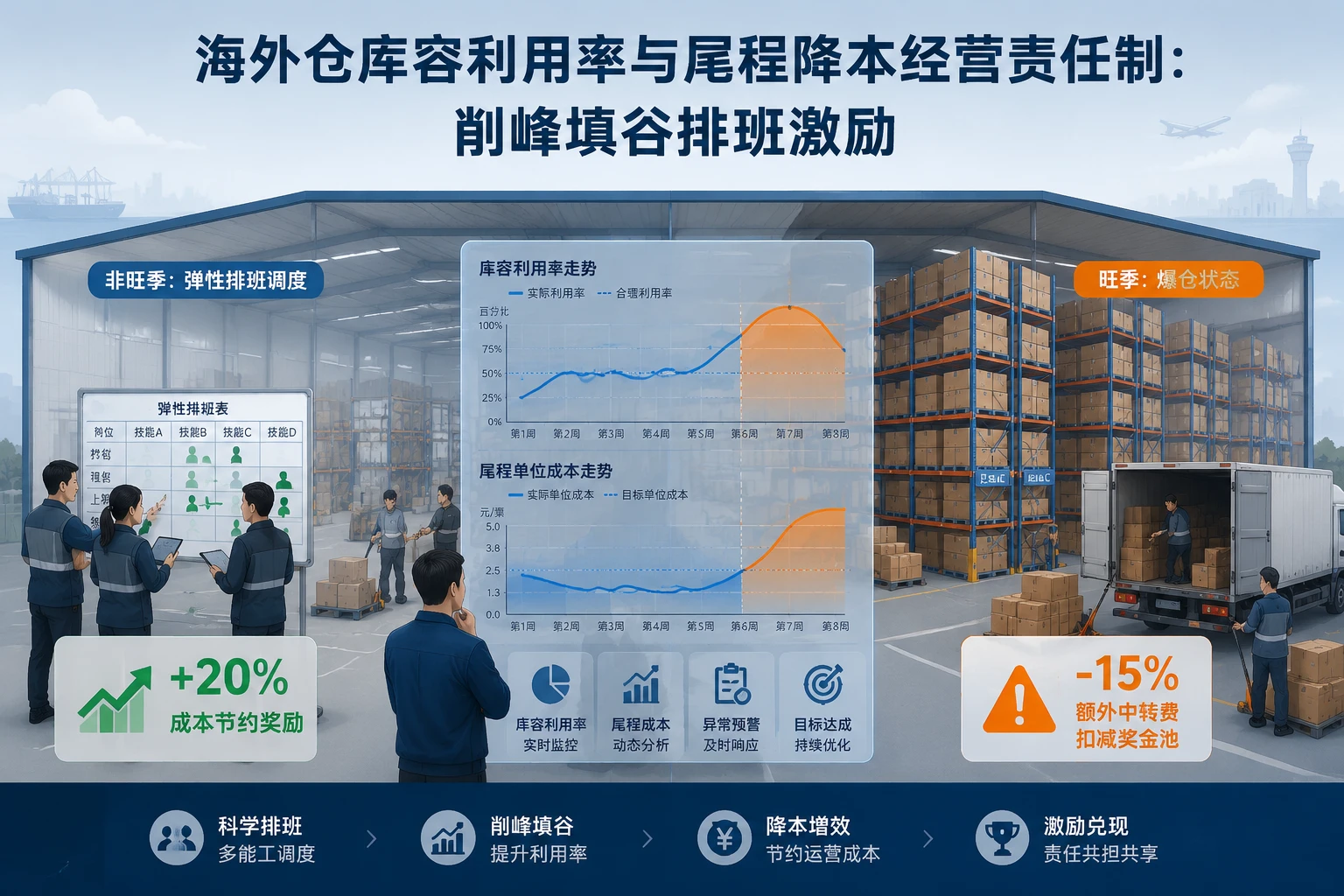2026年海外仓库容利用率与尾程降本经营责任制：削峰填谷排班奖惩机制