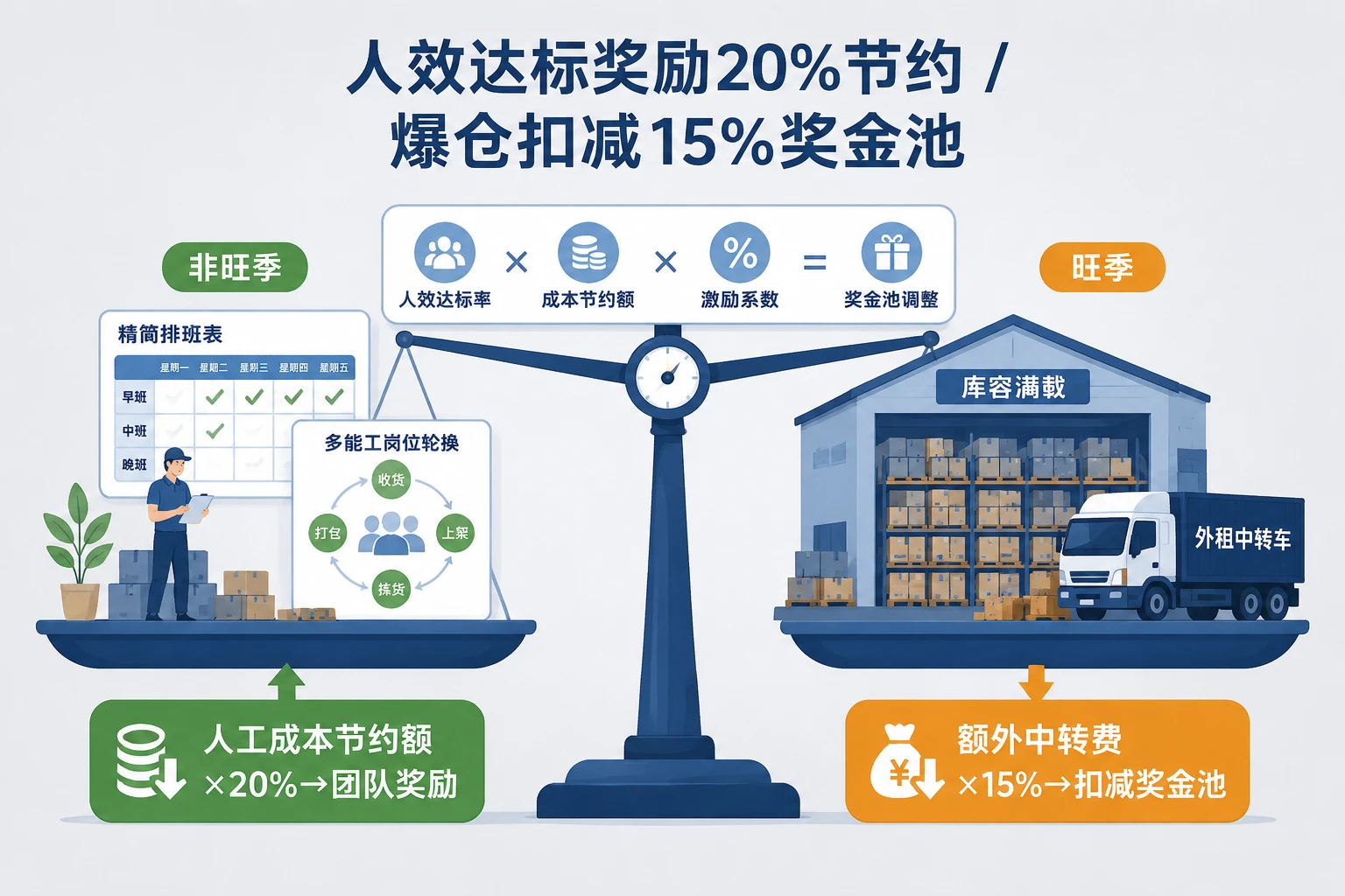 2026年海外仓库容利用率与尾程降本经营责任制：削峰填谷排班奖惩机制