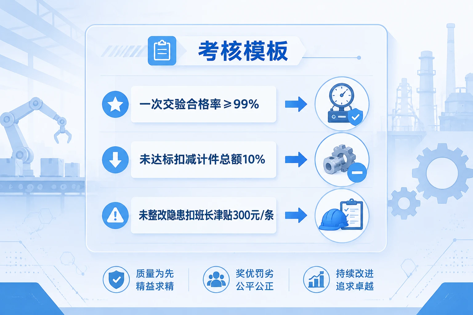 汽车零部件装配班组安全计件模板：合格率<99%扣减与隐患整改挂钩（2026年版）