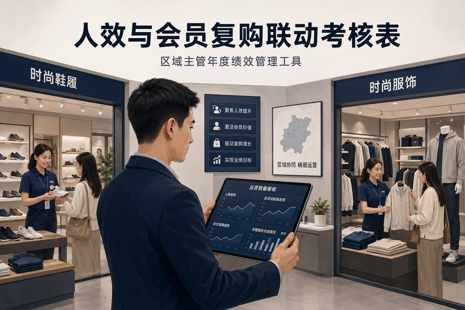 连锁门店区域主管人效与会员复购联动考核表