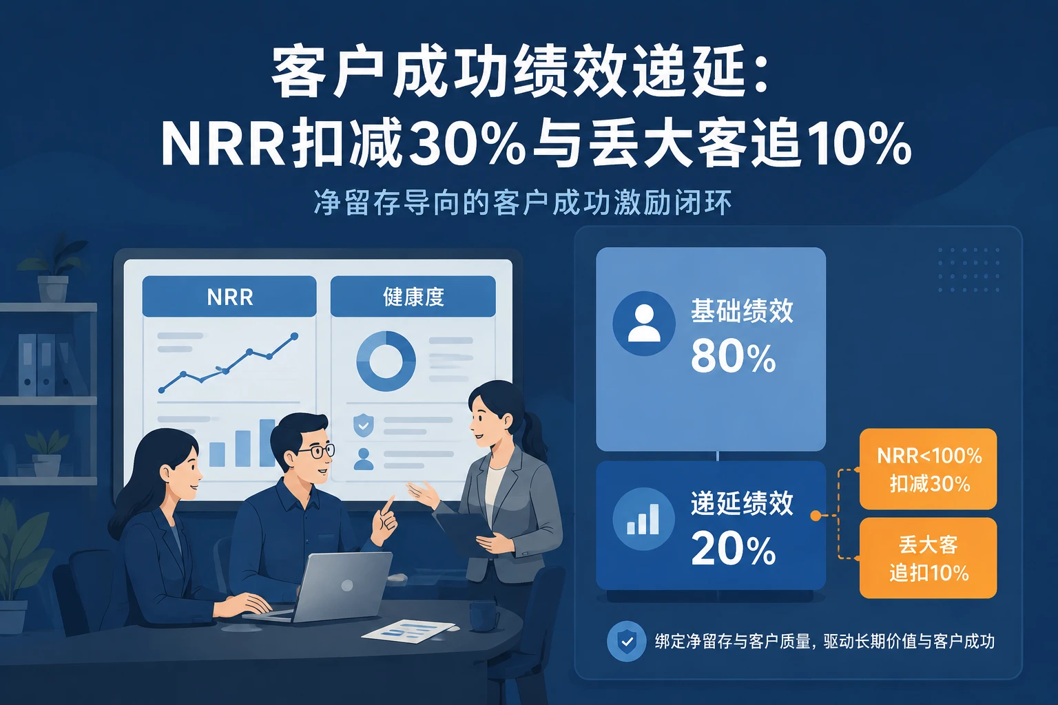 客户成功绩效递延：NRR扣减30%与丢大客追10%