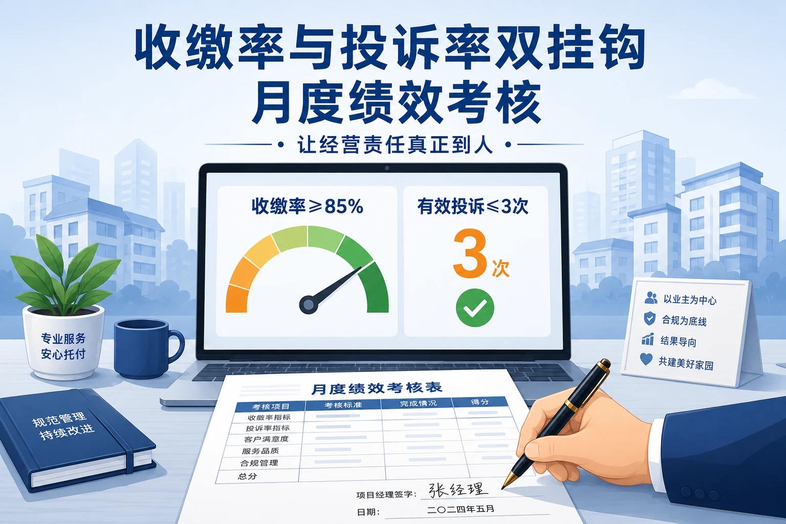 住宅物业项目经理收缴率与投诉率双挂钩月度绩效考核表（2026年版）