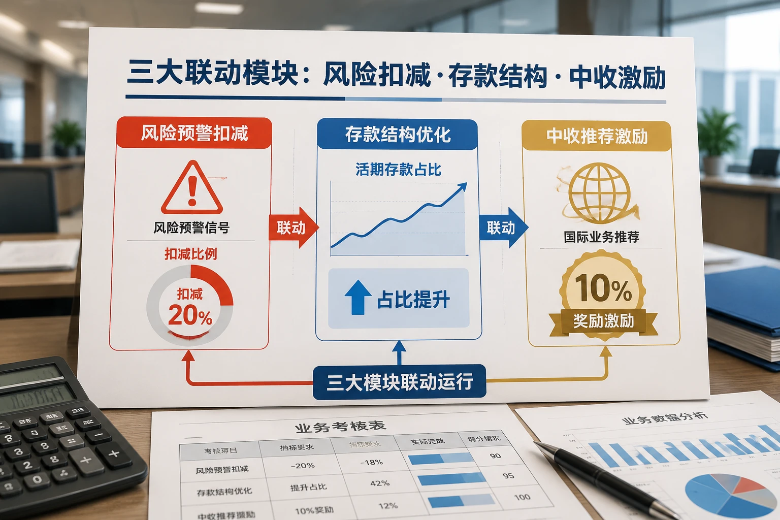 2026年城商行对公团队长绩效考核表：贷后预警扣减与活期存款联动