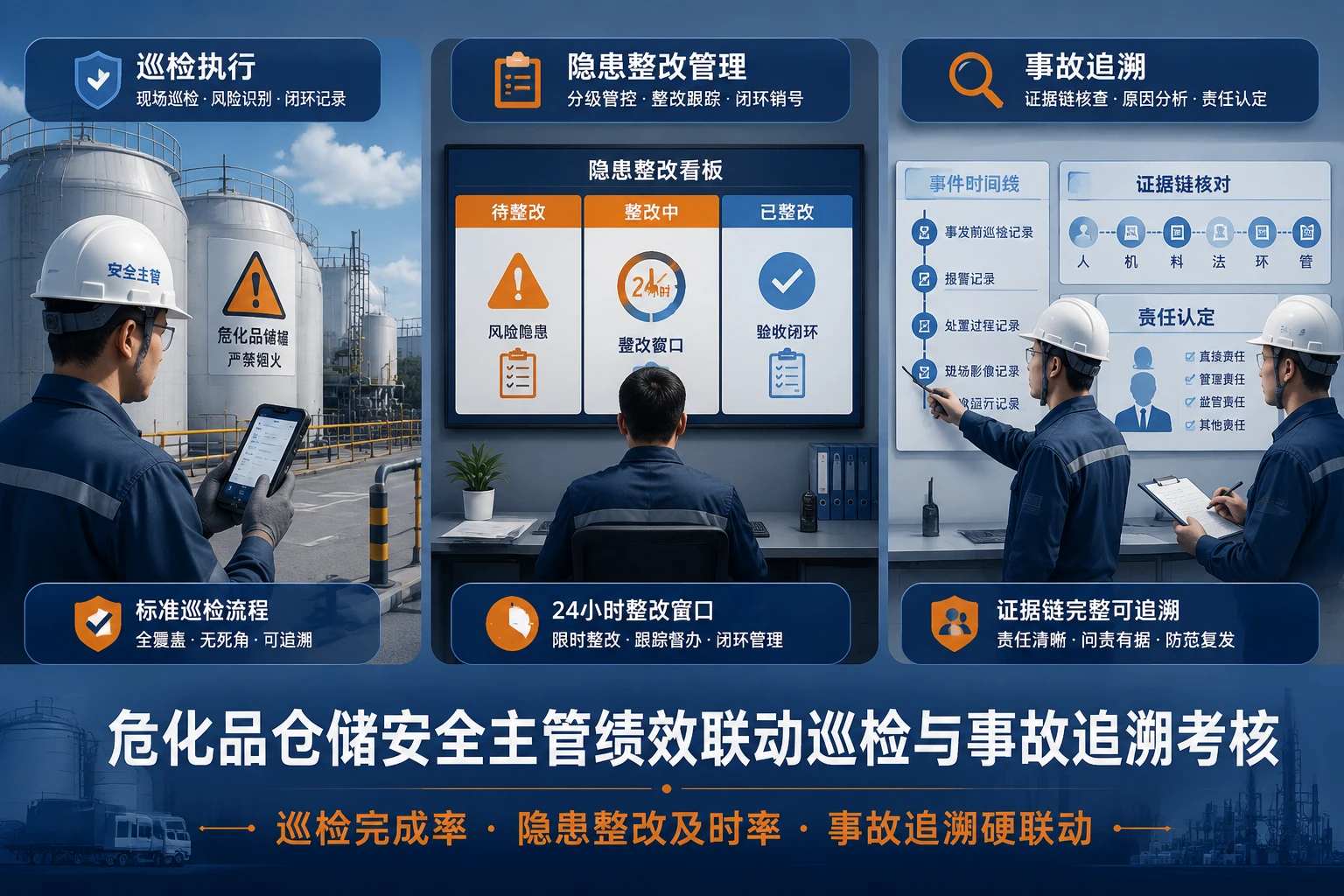 2026年危化品仓储安全主管月度绩效联动巡检合规与事故追溯考核模板