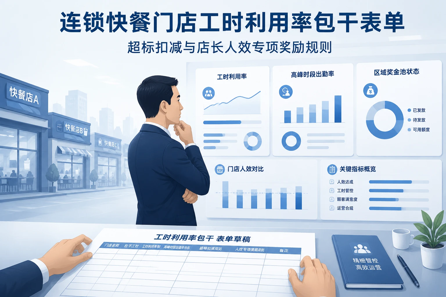 连锁快餐门店工时利用率包干表单：超标扣减与店长人效专项奖励规则