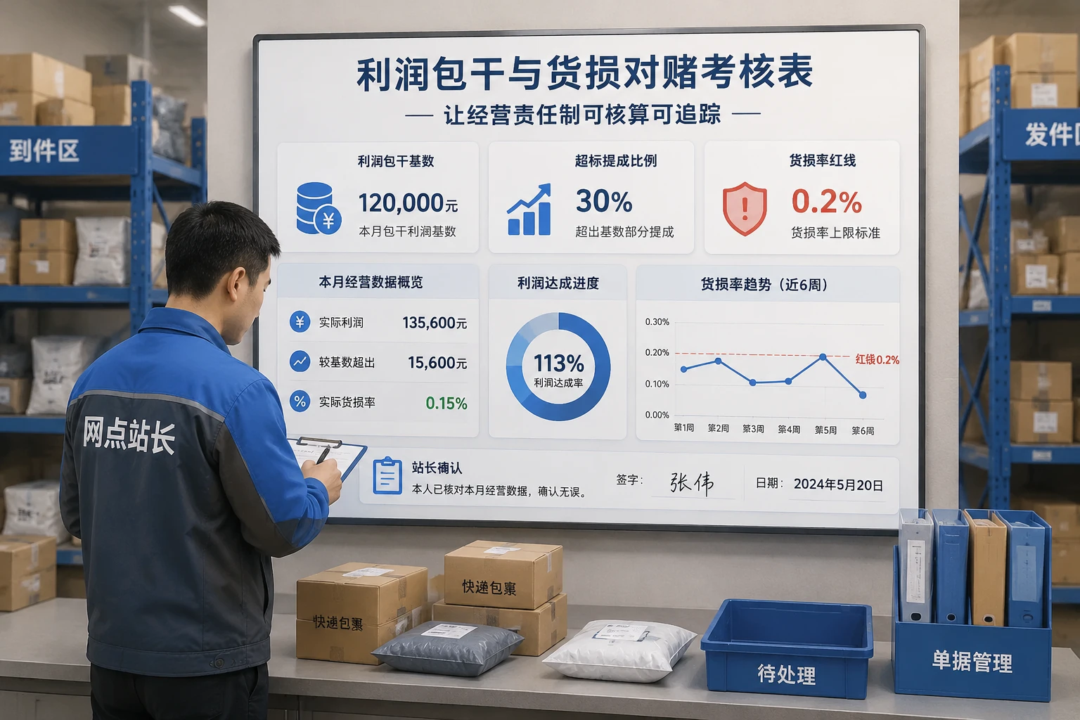2026年快递网点站长利润包干与货损率对赌考核表