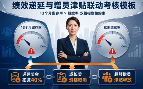 寿险营服经理绩效递延与增员津贴联动模板：留存率与继续率双触发计算工具
