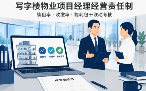 2026年写字楼物业项目经理经营责任书模板：续租率、收缴率与能耗包干联动考核及节能奖励方案