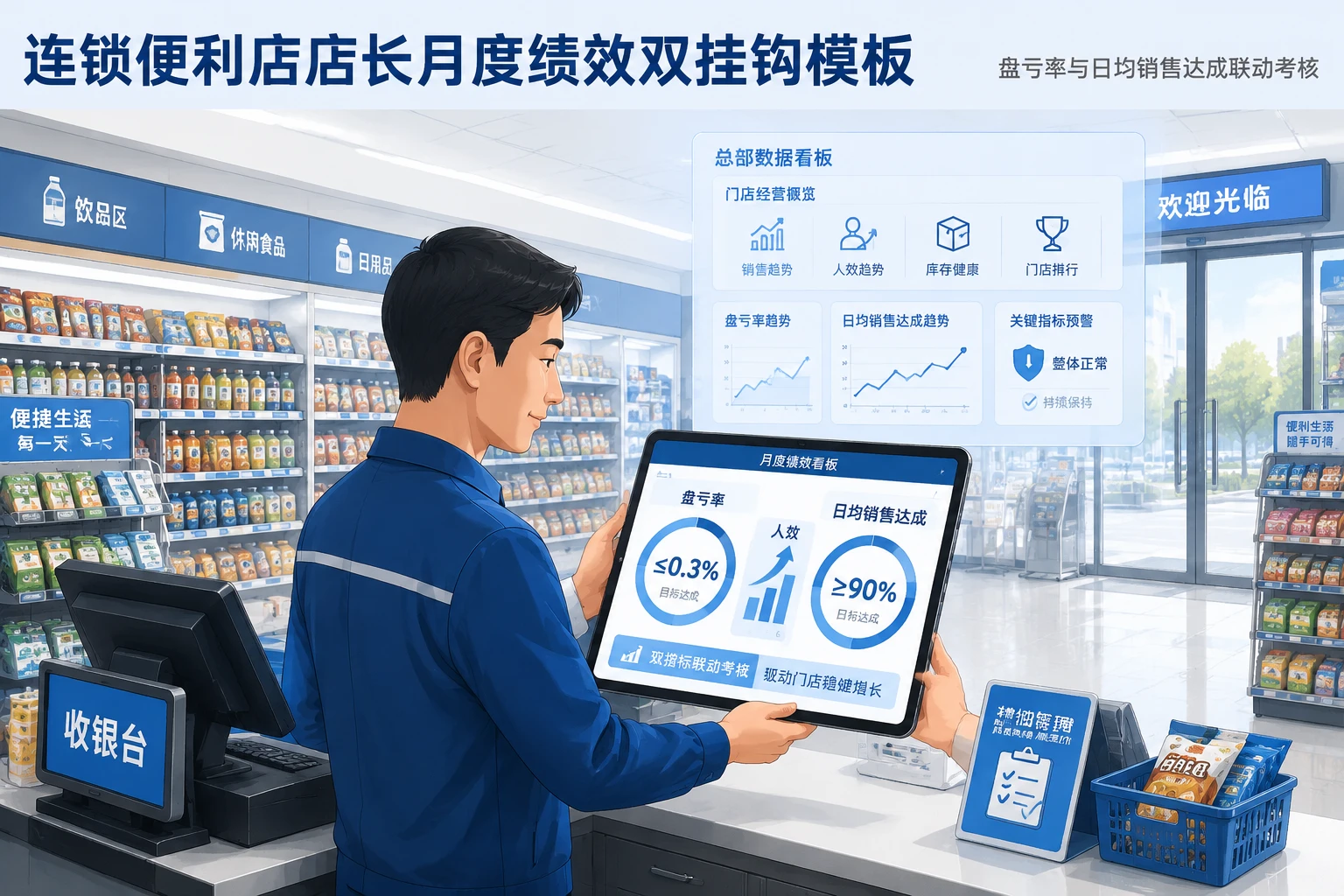 连锁便利店店长月度绩效双挂钩模板:盘亏率与日均销售达成
