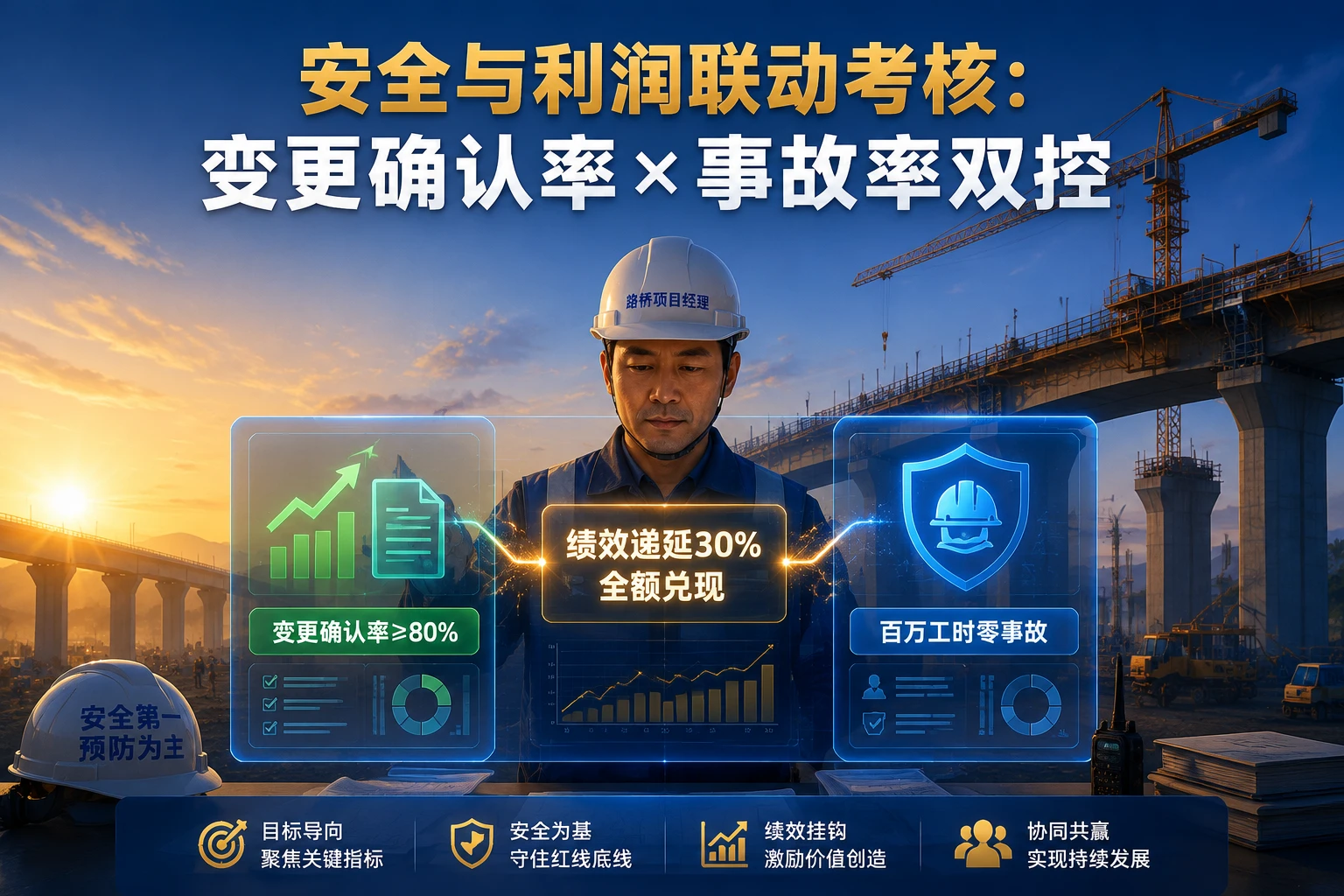 路桥项目变更确认率不足80%扣减递延50%：安全与利润联动考核