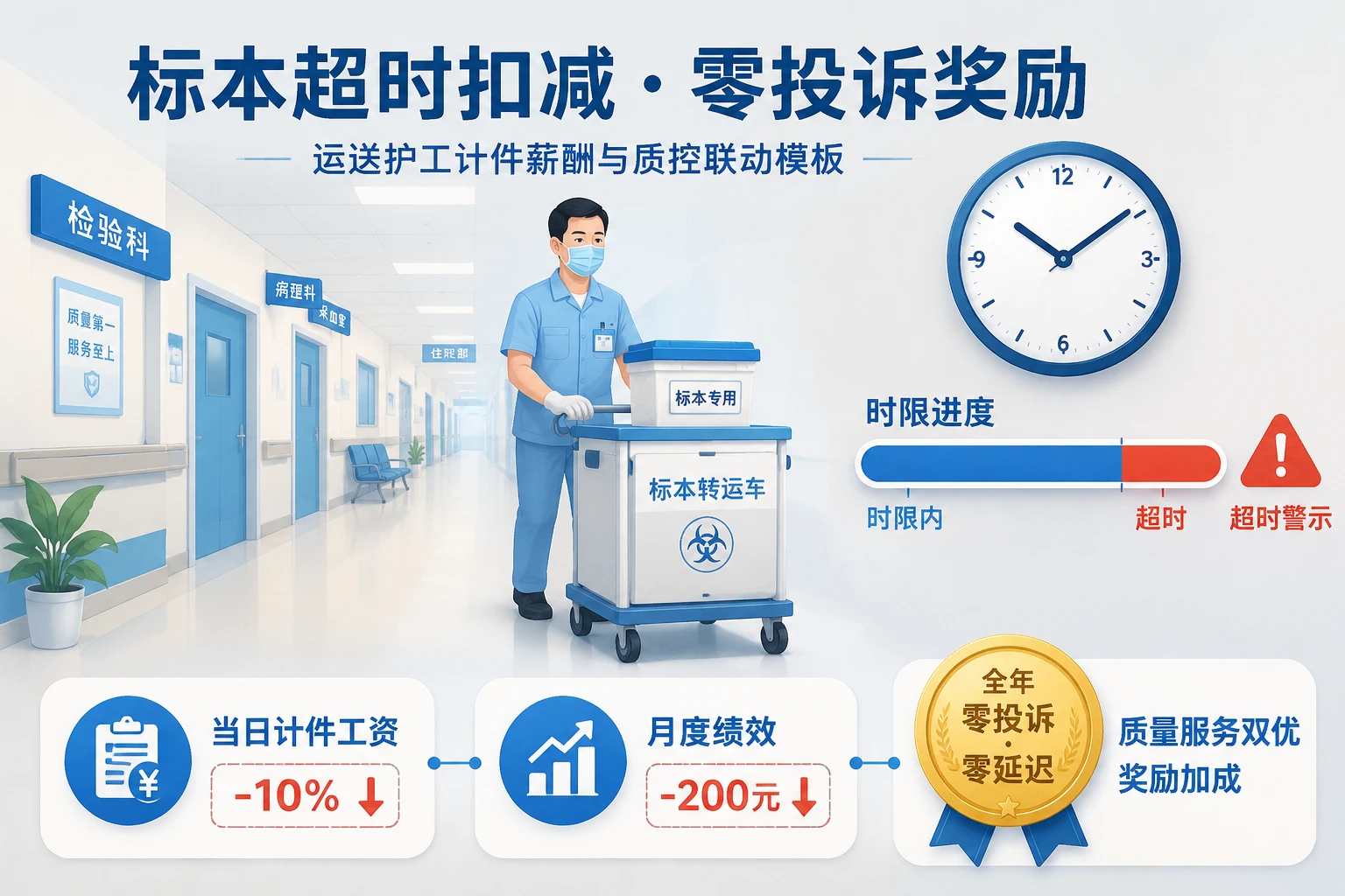 2026年医院运送护工计件薪酬模板:标本送达超时扣减与零投诉奖励