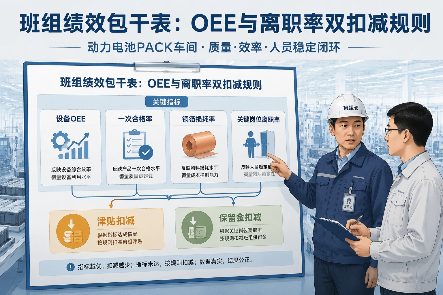 动力电池PACK班组绩效包干表：OEE与离职率双扣减规则（2026年版）