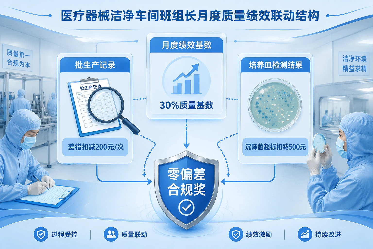 医疗器械洁净车间班长绩效扣减表:批记录与环境监测联动