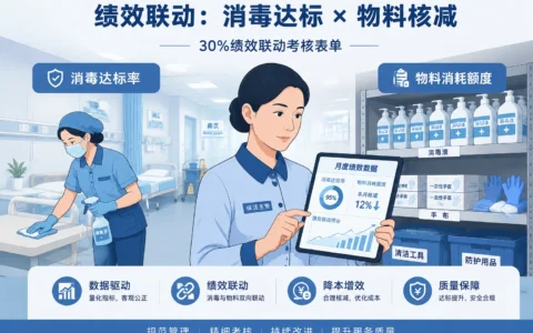 2026年医院保洁主管月度绩效30%联动消毒达标与物料超额核减考核表单