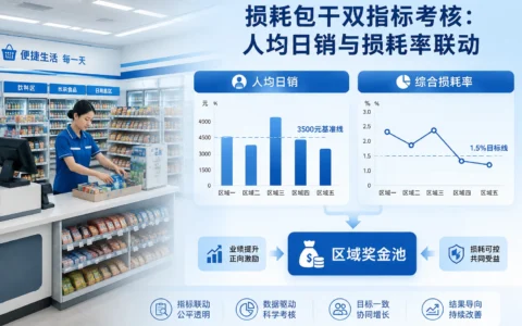 连锁便利店区域经理损耗包干考核表：人均日销与损耗率联动核算模板