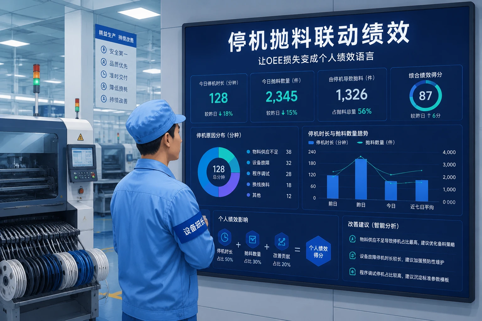 SMT设备班长绩效与停机抛料联动考核表