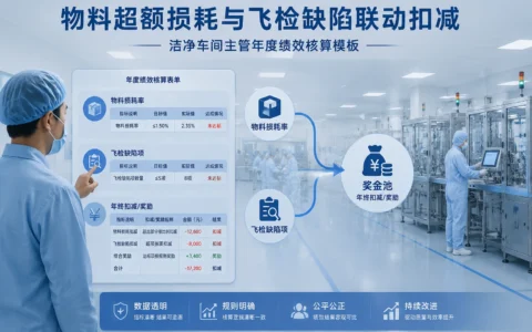 洁净车间主管绩效核算模板：物料损耗与飞检缺陷联动扣减规则（附自动计算表单）（2026年版）