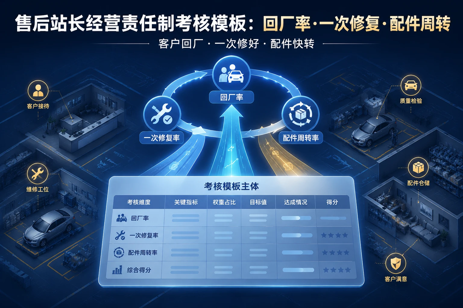 4S店售后站长绩效模板:回厂率、一次修复与配件周转(2026年版)