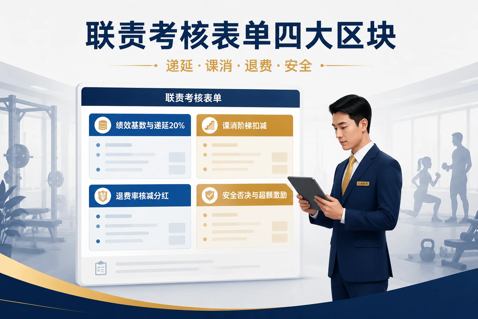 2026年连锁健身校长年度绩效递延20%与课消退费率联责考核表