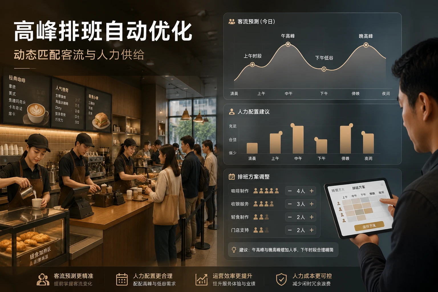 连锁咖啡门店人效数字化：排班优化、技能矩阵与店长利润包干