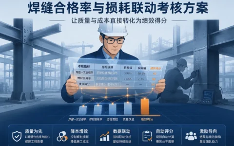 2026年钢结构项目经理绩效考核模板：焊缝UT一次合格率与焊材损耗联动计算