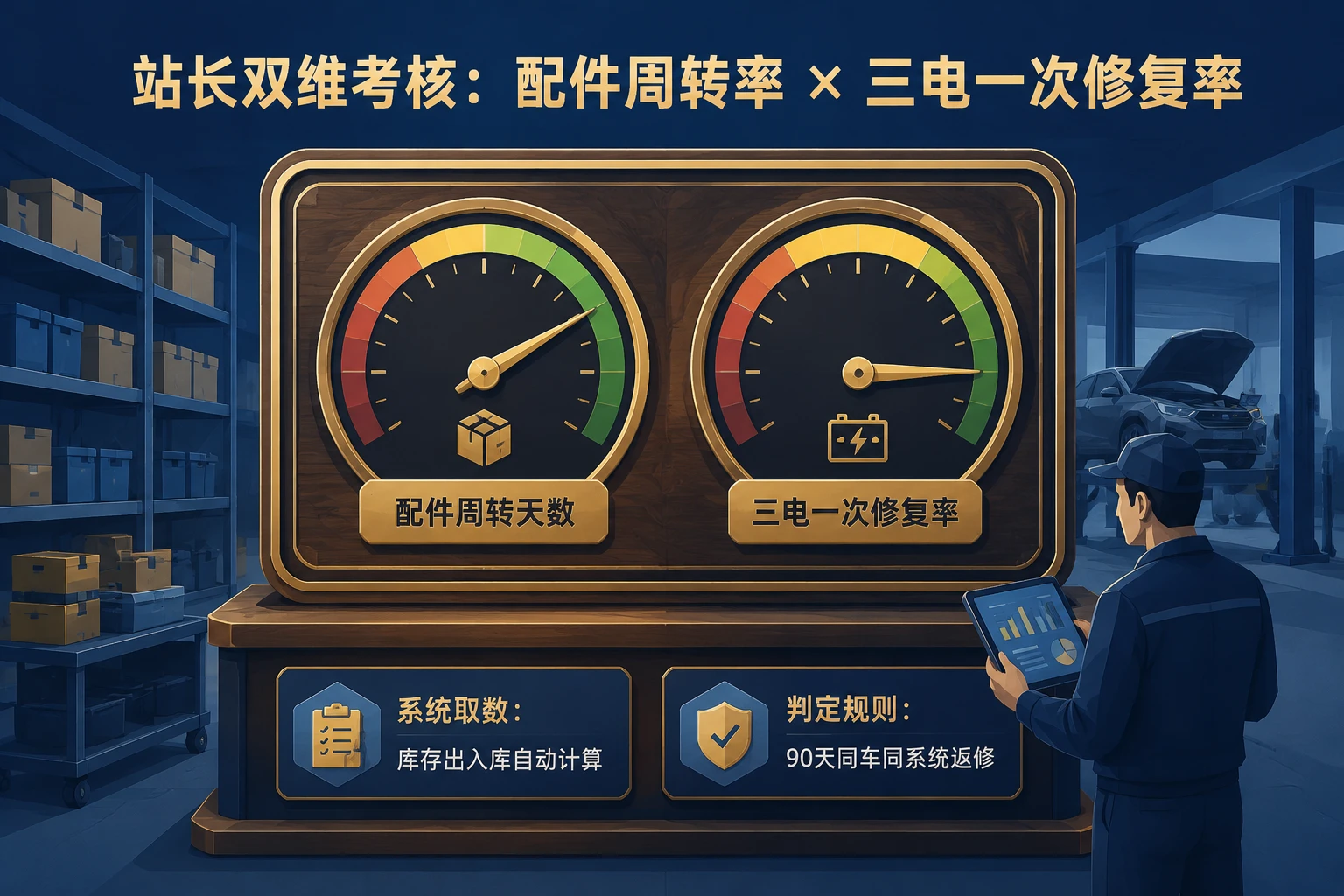 服务站配件周转与三电一次修复率联责：区域绩效递延20%规则（2026年版）
