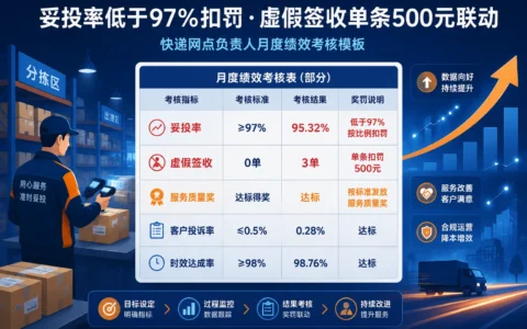 快递网点负责人月度绩效考核表：妥投率扣罚规则与虚假签收单条500元联动模板实操版）（2026年版）