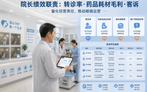 连锁宠物医院院长绩效联责表：转诊率与耗材毛利量化考核模板及落地指南