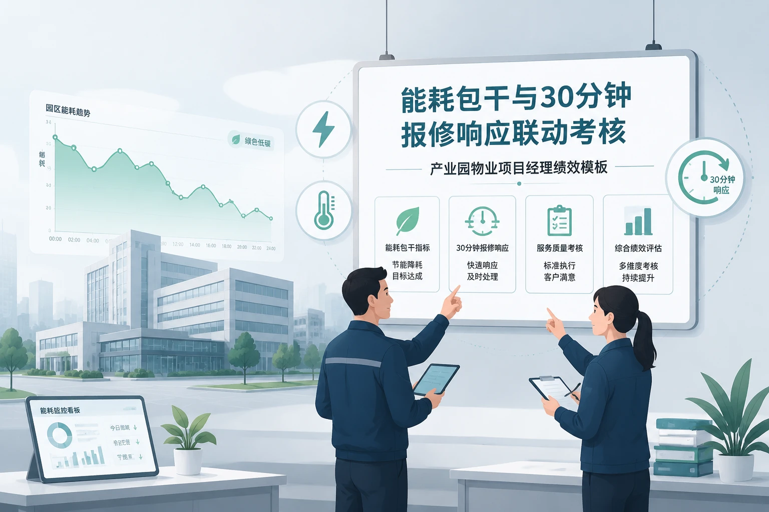 产业园物业项目经理能耗包干与30分钟报修响应联动考核模板（2026年版）
