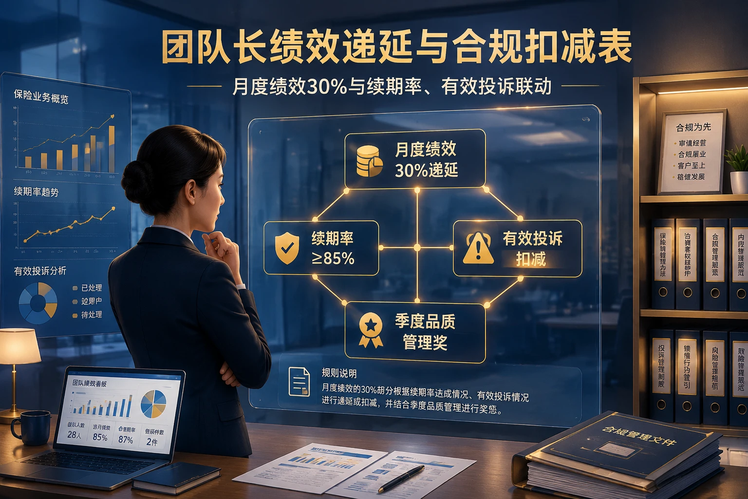 农商行保险经纪人团队长绩效递延与合规扣减表