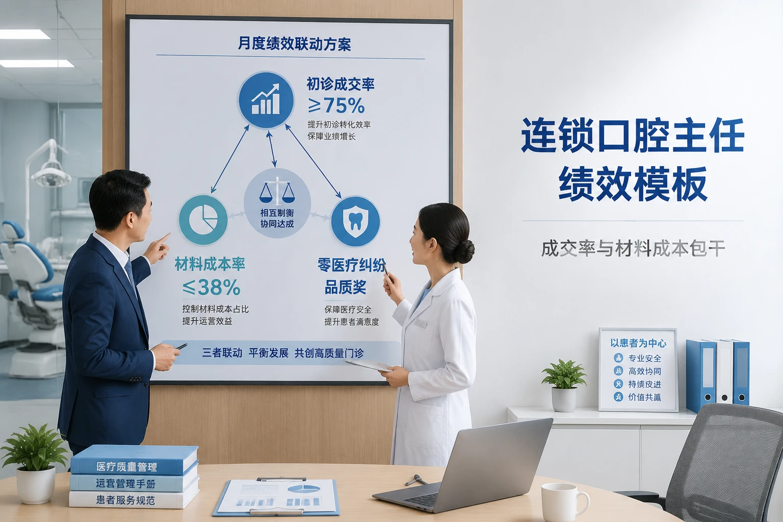 连锁口腔主任绩效模板：成交率与材料成本包干（2026年版）