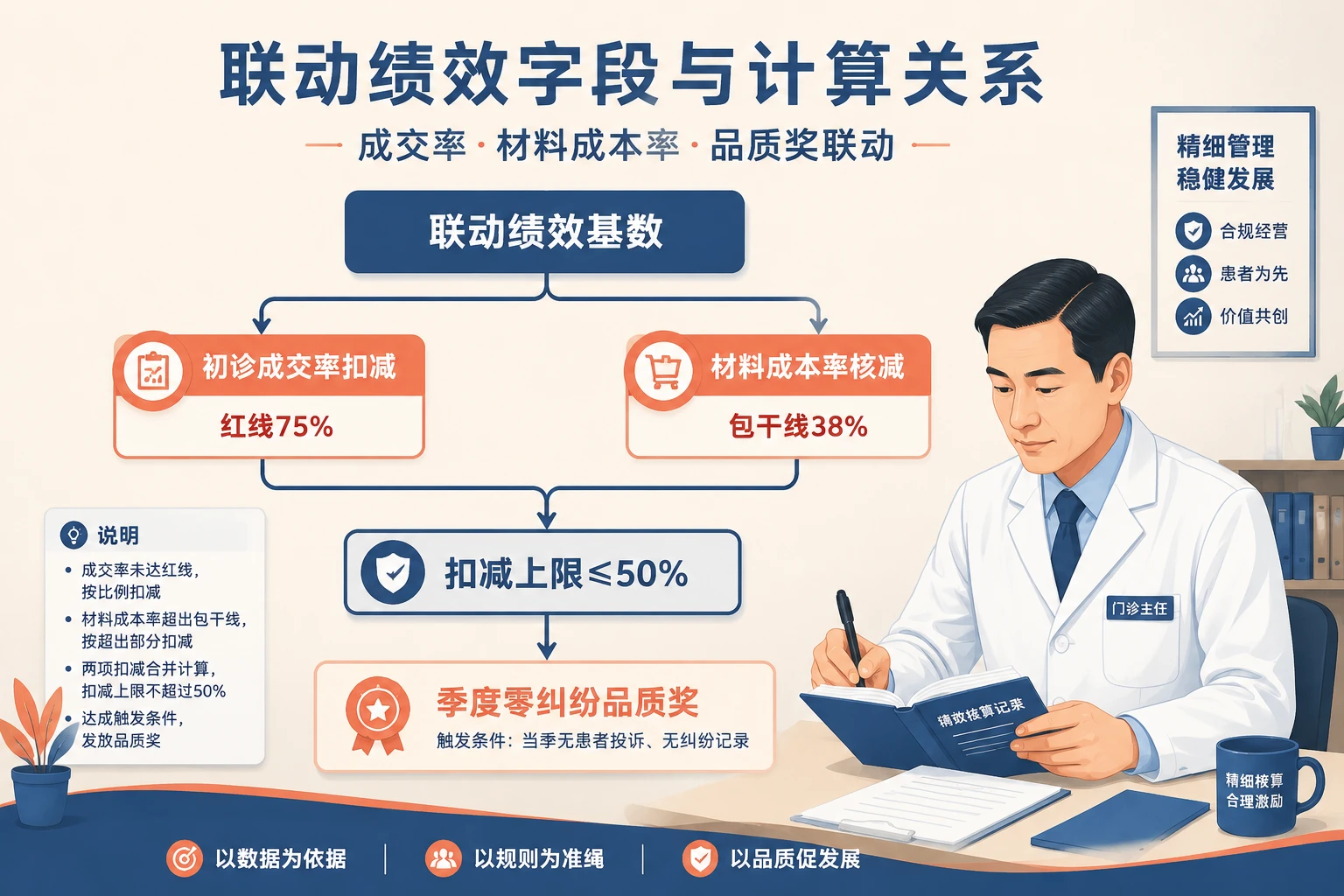 连锁口腔主任绩效模板：成交率与材料成本包干（2026年版）