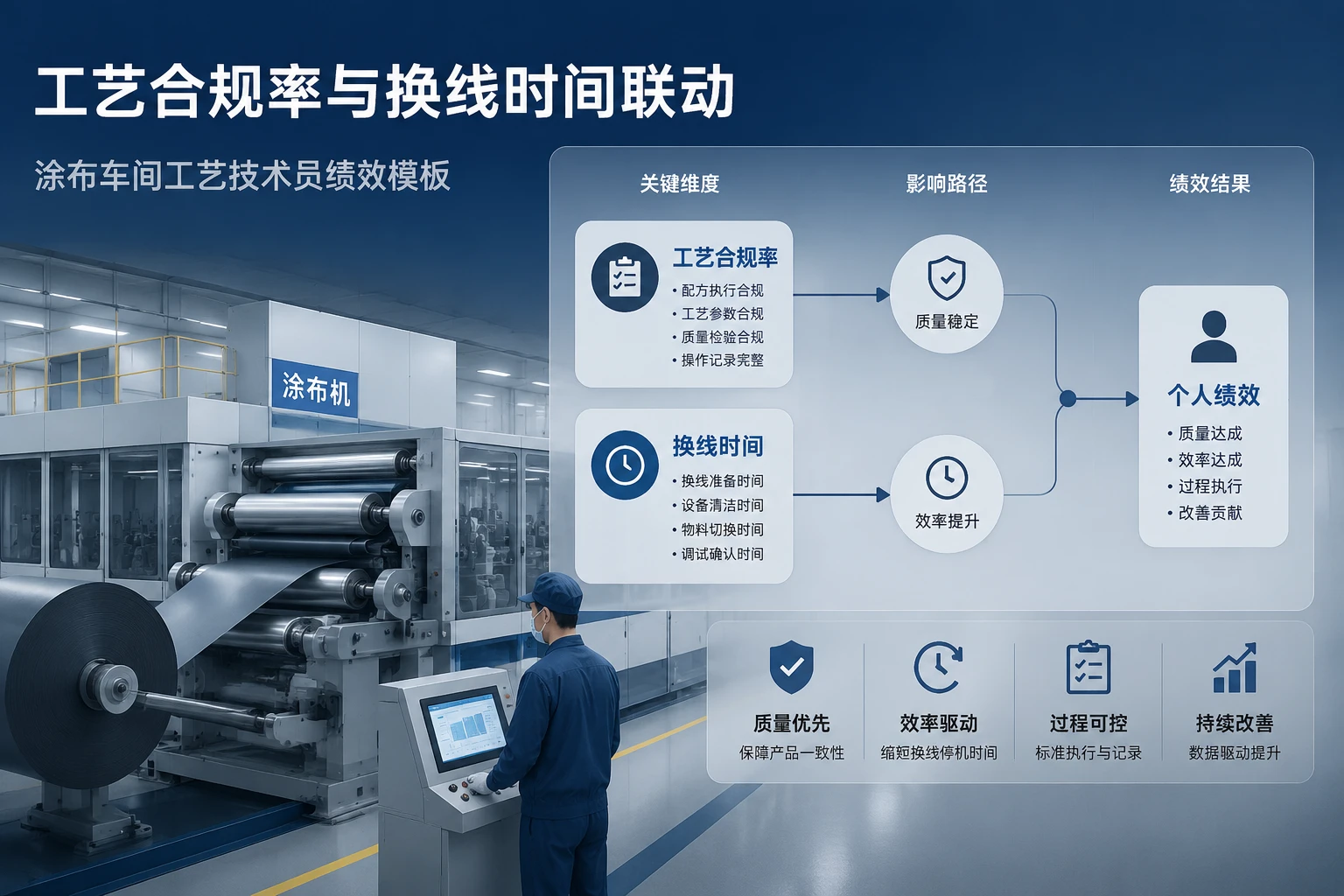 2026年涂布车间工艺技术员绩效模板：工艺合规率与换线时间联动