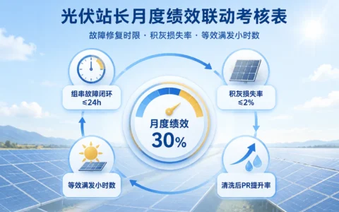 光伏站长月度绩效30%联动考核表：故障修复时限与积灰损失率（2026年版）