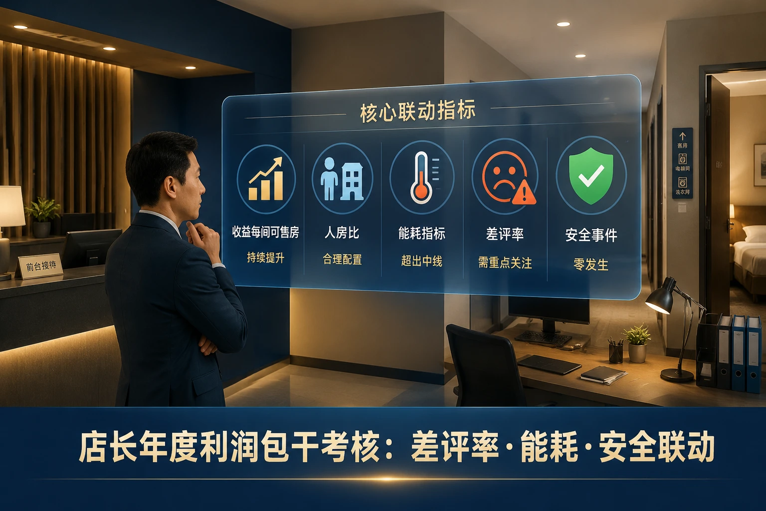 连锁经济型酒店店长年度利润包干表：差评率能耗安全联动规则
