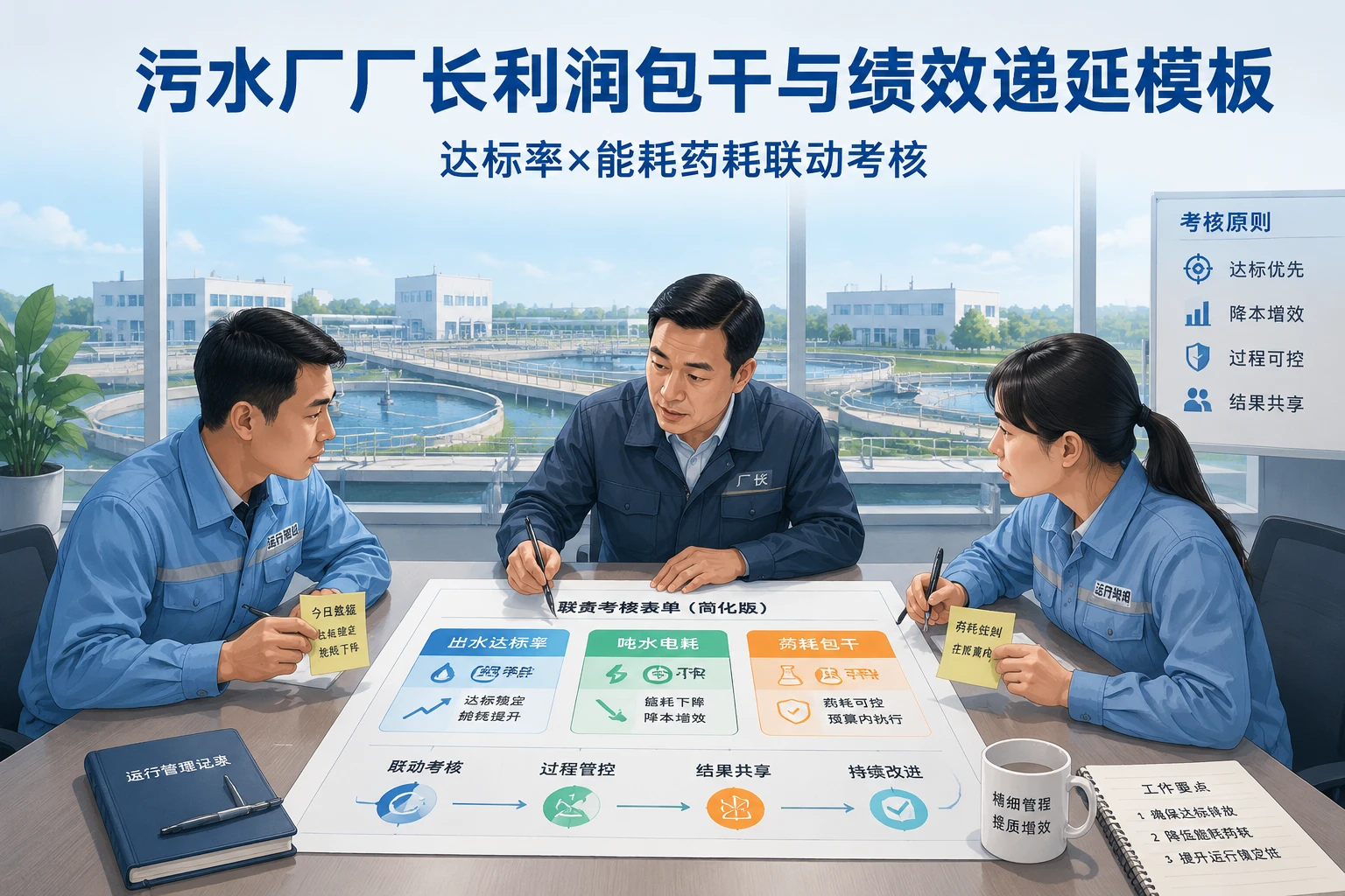污水厂厂长利润包干与绩效递延模板：达标率×能耗药耗联动考核（2026年版）